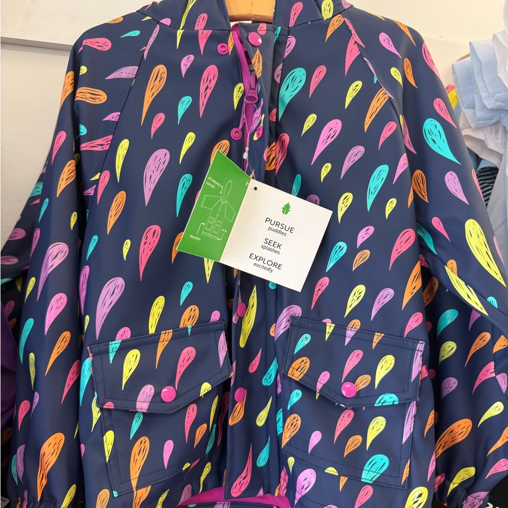 Oaki Kid's Colorful Raindrop Patterned Jacket